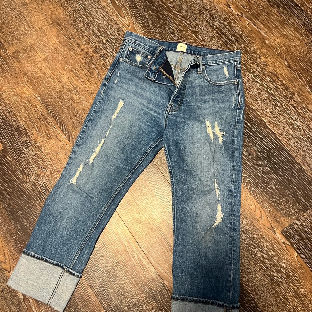 GAP Women's Distressed Blue Straight Leg Jeans
